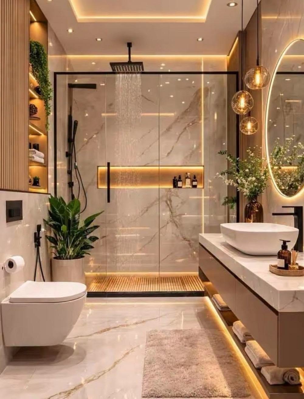 Hotel-Style Bathroom Suite with Floating Quartz Counter & Soft-Close Drawers #49